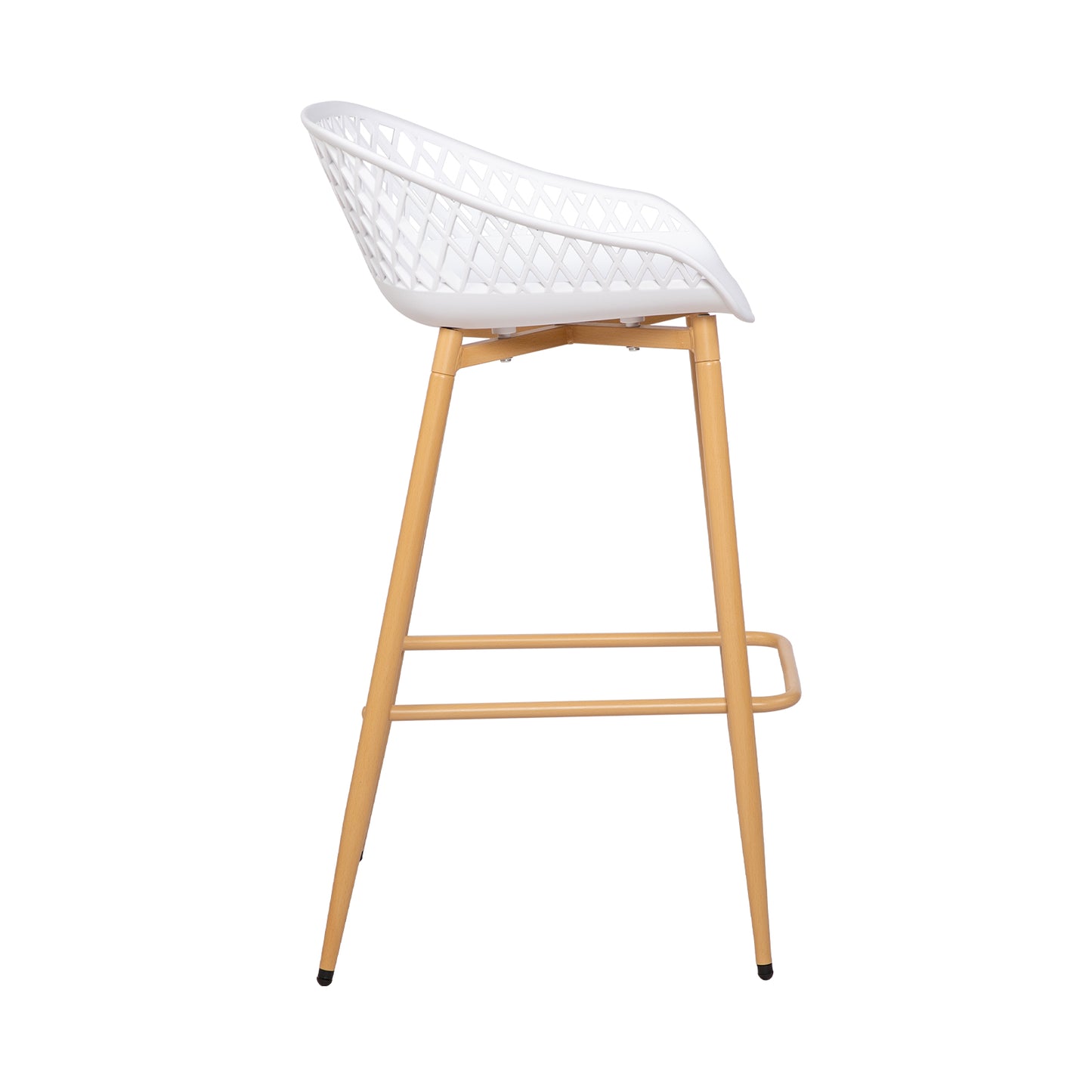 Moderne barkrukken van smeedijzer, 87 cm hoog, met opengewerkte rugleuningen, set van 4 - Zwart/Wit