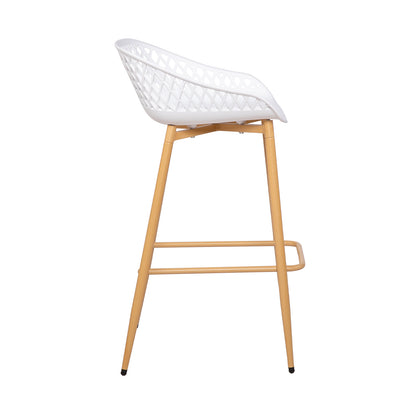 Moderne barkrukken van smeedijzer, 87 cm hoog, met opengewerkte rugleuningen, set van 4 - Zwart/Wit