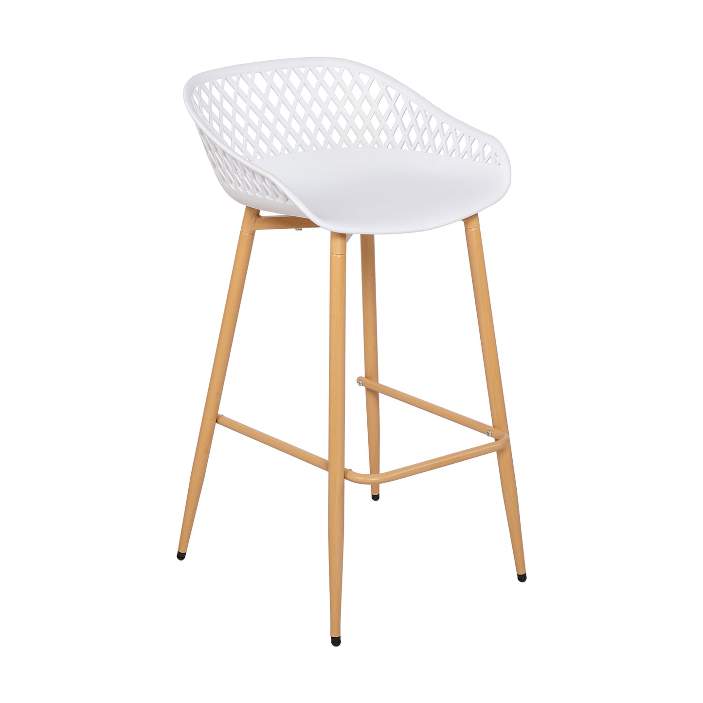 Moderne barkrukken van smeedijzer, 87 cm hoog, met opengewerkte rugleuningen, set van 4 - Zwart/Wit