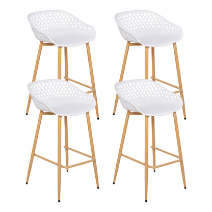 Moderne barkrukken van smeedijzer, 87 cm hoog, met opengewerkte rugleuningen, set van 4 - Zwart/Wit