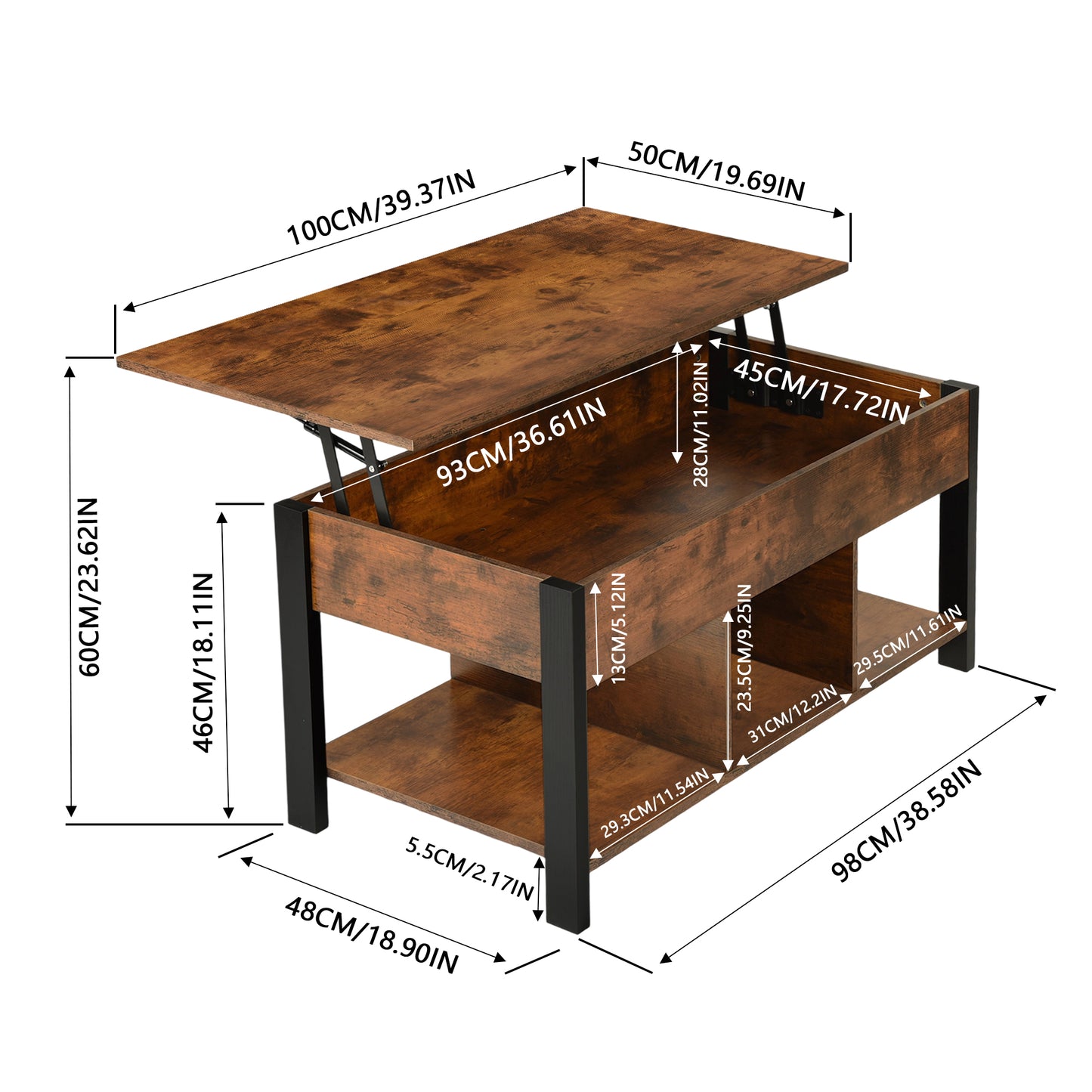BAGGS Opklapbare salontafel met opbergruimte
