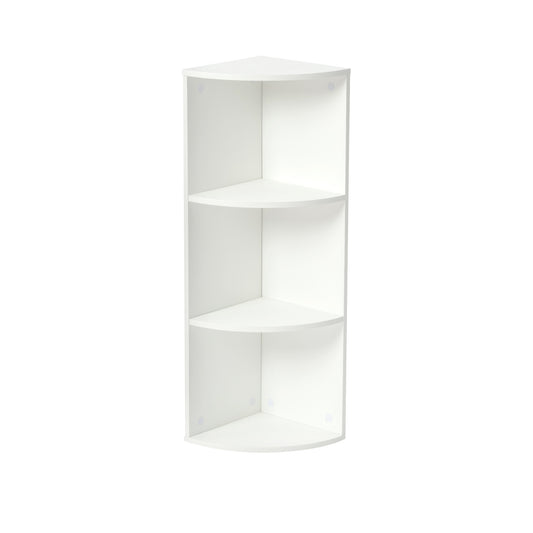 3-Laags Kleine Hoekplank, Moderne Houten Hoekboekenplank, 78 cm Hoog, Kleine Boekenkast, wit, BAYARD