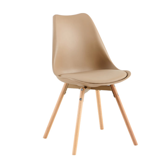OATS Set van 4 Eetkamerstoelen, Gevoerde Stoelen, Khaki/Licht kaki