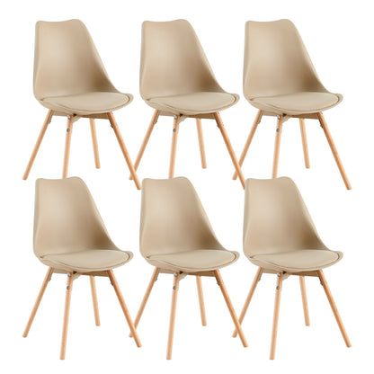 OATS Set van 4 Eetkamerstoelen, Gevoerde Stoelen, Khaki/Licht kaki