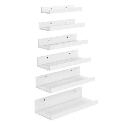 Floating Planken Wandbeugels Set van 6, Verschillende Lengtes - Wit