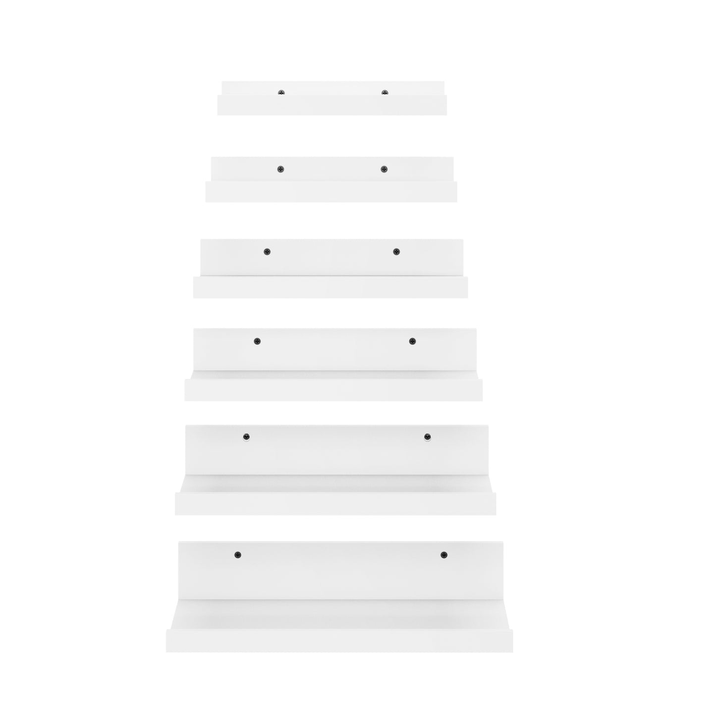 Floating Planken Wandbeugels Set van 6, Verschillende Lengtes - Wit