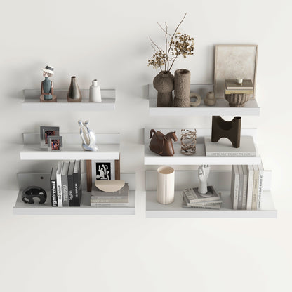 Floating Planken Wandbeugels Set van 6, Verschillende Lengtes - Wit