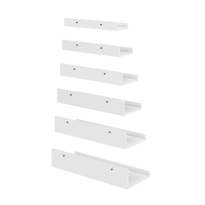 Floating Planken Wandbeugels Set van 6, Verschillende Lengtes - Wit