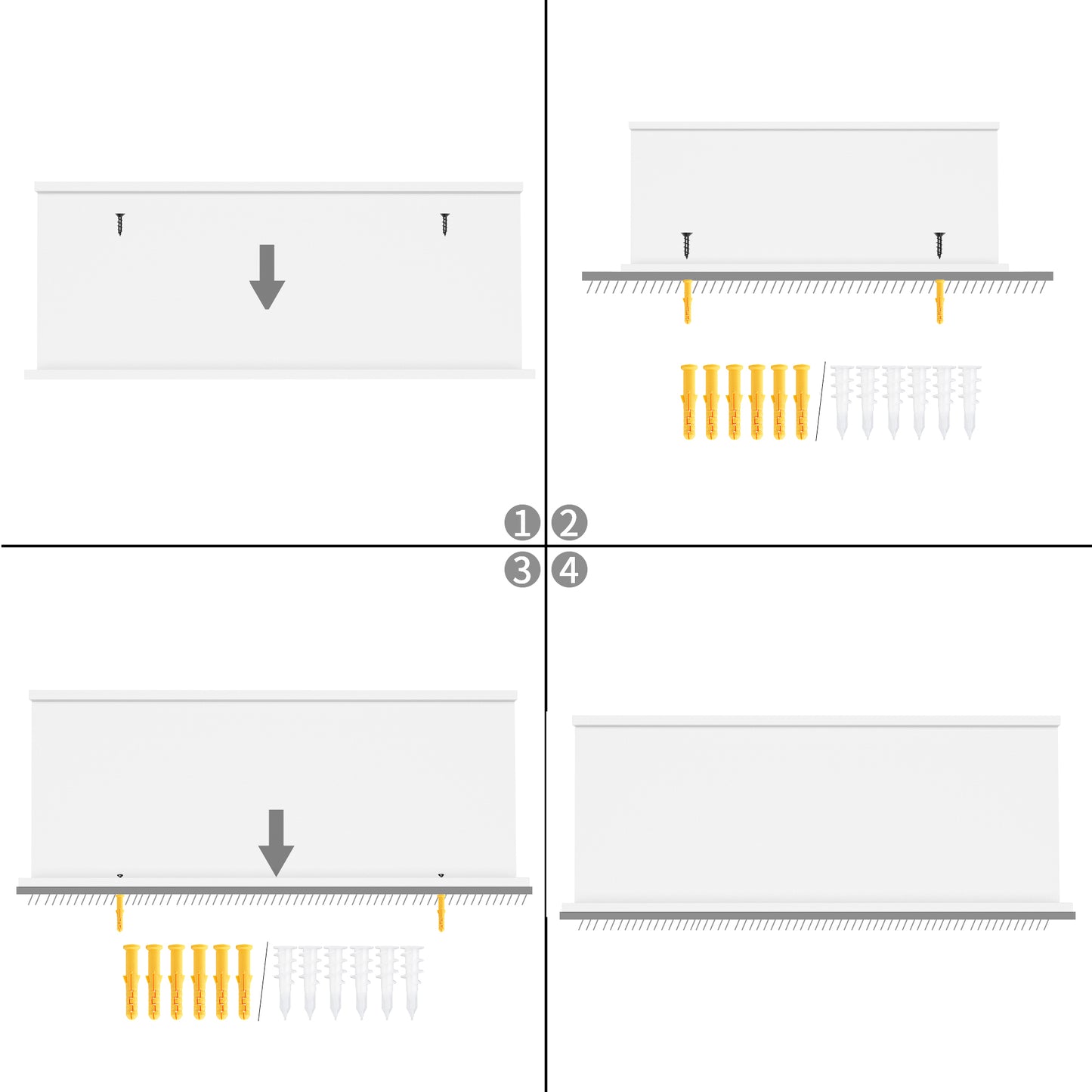 Floating Planken Wandbeugels Set van 6, Verschillende Lengtes - Wit