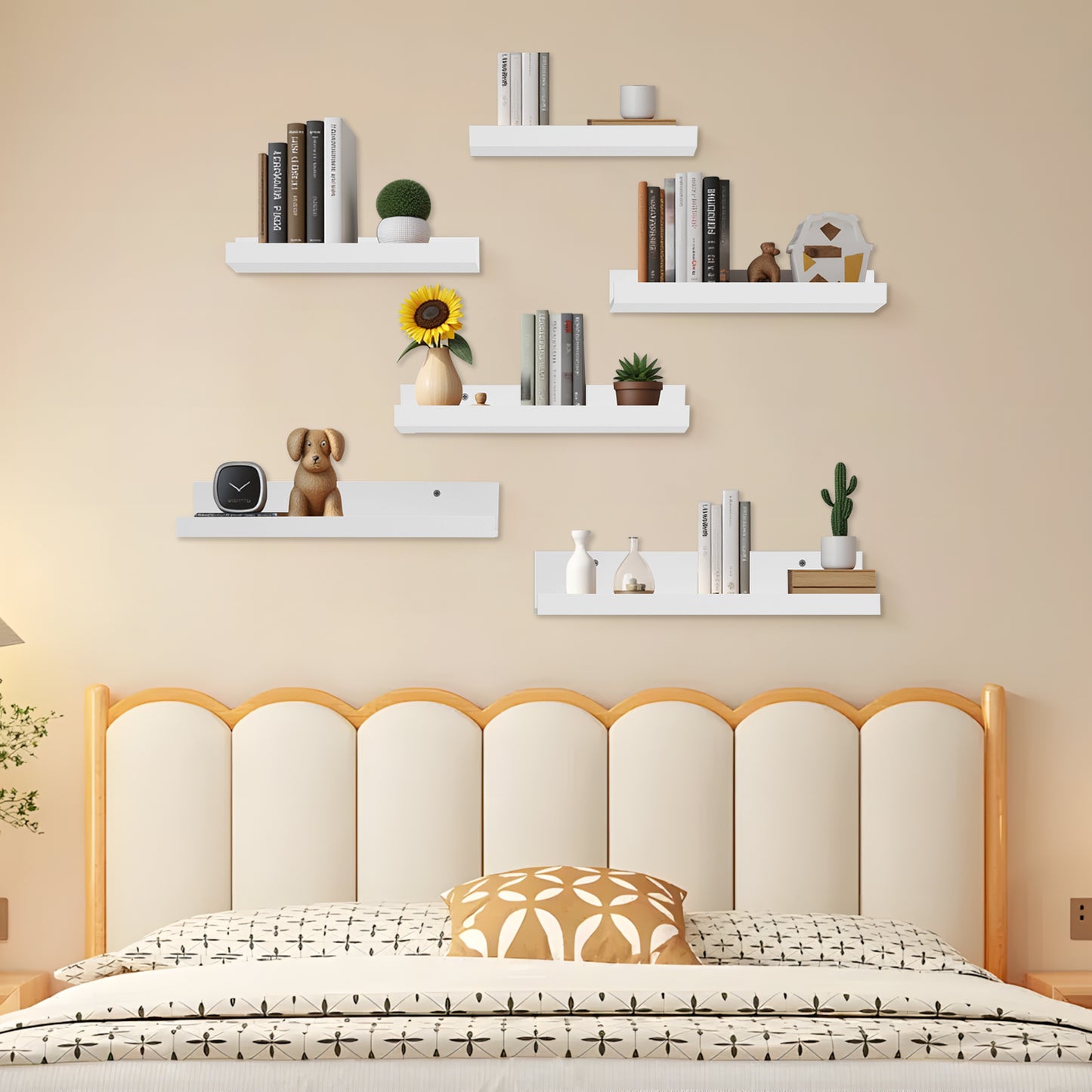 Floating Planken Wandbeugels Set van 6, Verschillende Lengtes - Wit