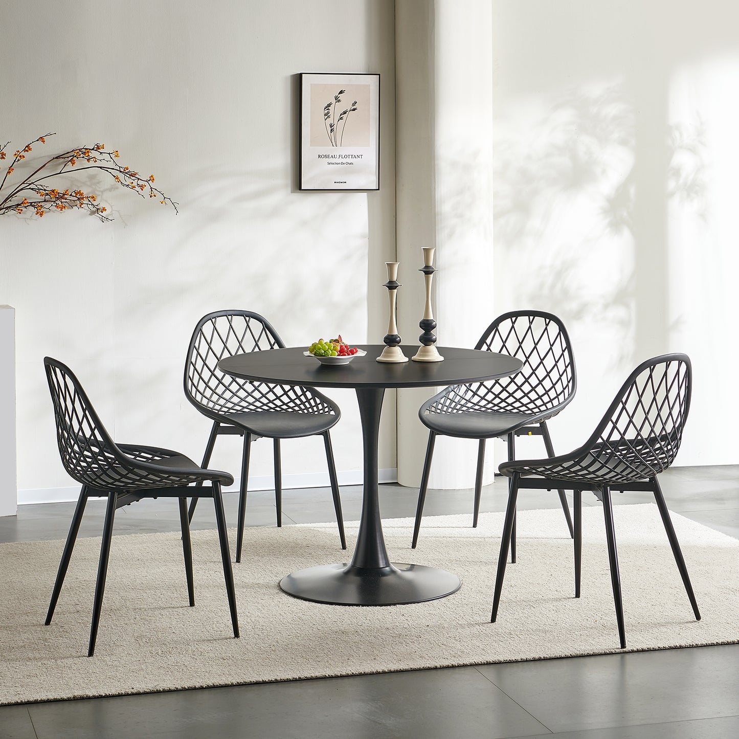 TULIP Trestle Eettafel 100cm - Wit/Zwart