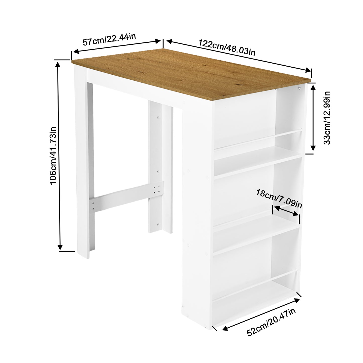 Keuken- en bartafel met 3 planken – Hoge tafel