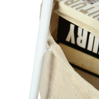 DOYLE Moderne ronde salontafel met opbergmand - wit