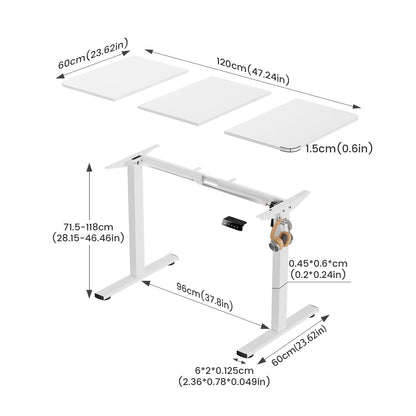 Elektrisch Verstelbare Bureau Wit 120 x 60 cm - DREXEL