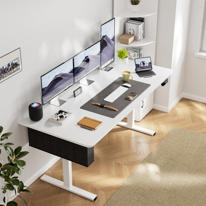 Elektrisch in hoogte verstelbaar bureau 160 x 75 cm, wit- DUMONT
