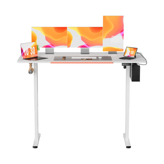 Elektrisch in hoogte verstelbaar bureau 160 x 75 cm, wit- DUMONT