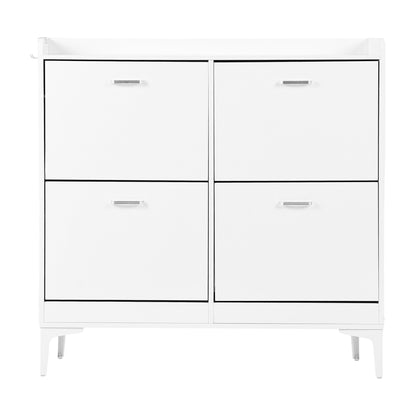 DURHAM Schoenenkast met 4 kleppen, schoenenrek 105x23x103 cm - Wit MDF