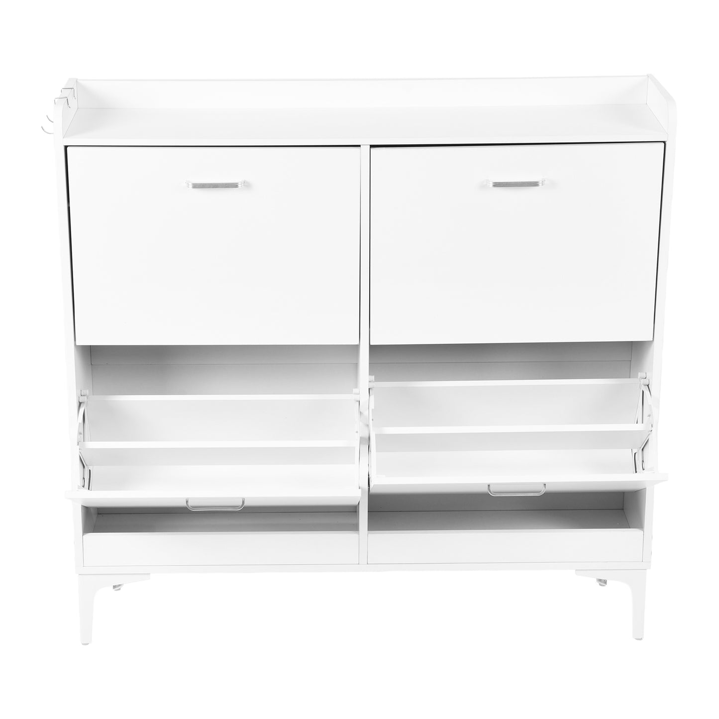 DURHAM Schoenenkast met 4 kleppen, schoenenrek 105x23x103 cm - Wit MDF