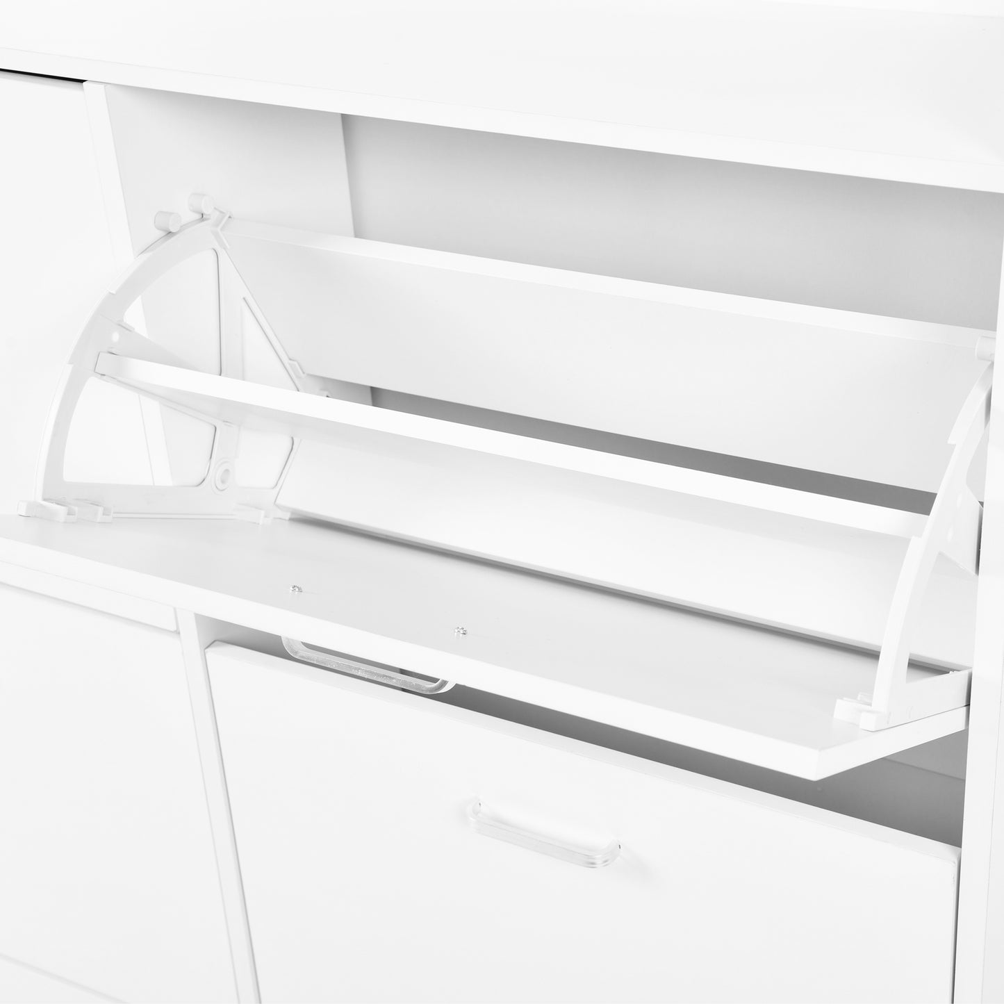 DURHAM Schoenenkast met 4 kleppen, schoenenrek 105x23x103 cm - Wit MDF