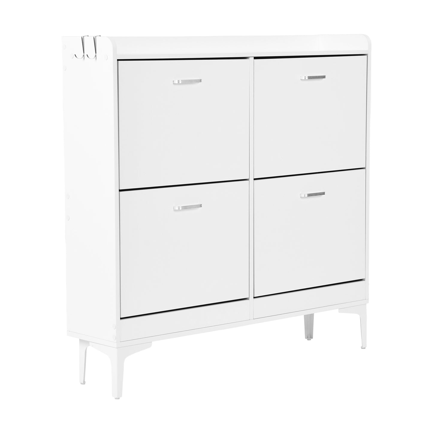 DURHAM Schoenenkast met 4 kleppen, schoenenrek 105x23x103 cm - Wit MDF