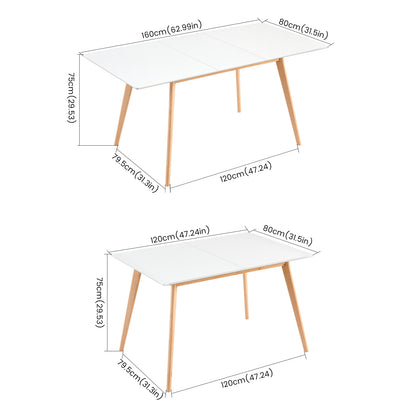 DUVALL Uitschuifbare eettafel rechthoekig wit 120-160 cm