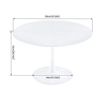 Ronde tafel van 120 cm met ijzeren poten (4 sectoren) - Wit