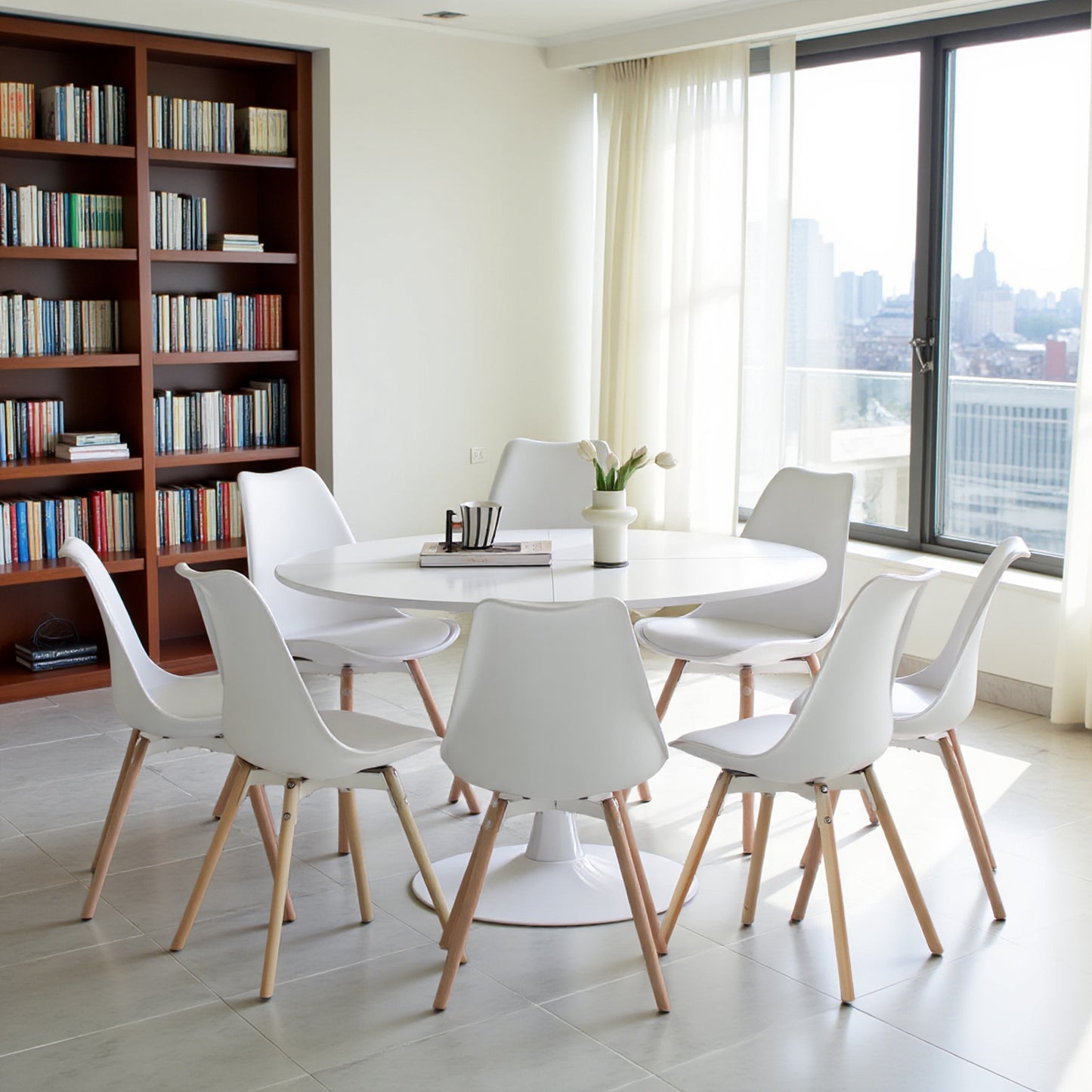 Ronde tafel van 120 cm met ijzeren poten (4 sectoren) - Wit