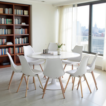 Ronde tafel van 120 cm met ijzeren poten (4 sectoren) - Wit