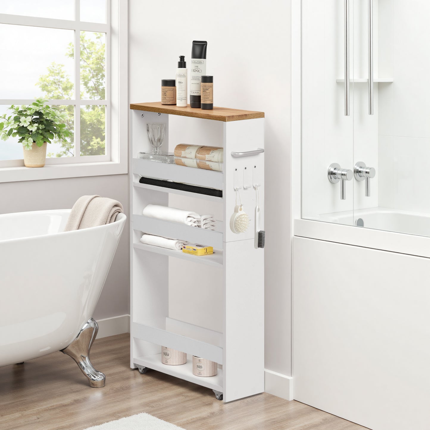 4-laags Smalle Rolcontainer met Slank Design Voor de Keuken - Fire Color/Wit - ENTIAT