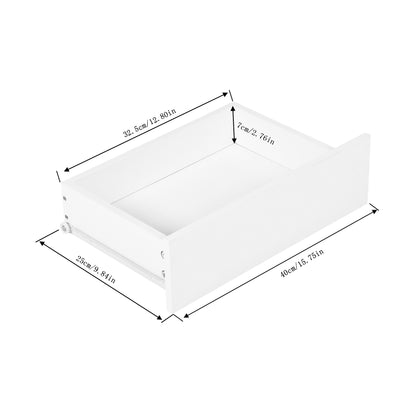 Tweedelig nachtkastje met lades en planken, wit en vlammenhout
