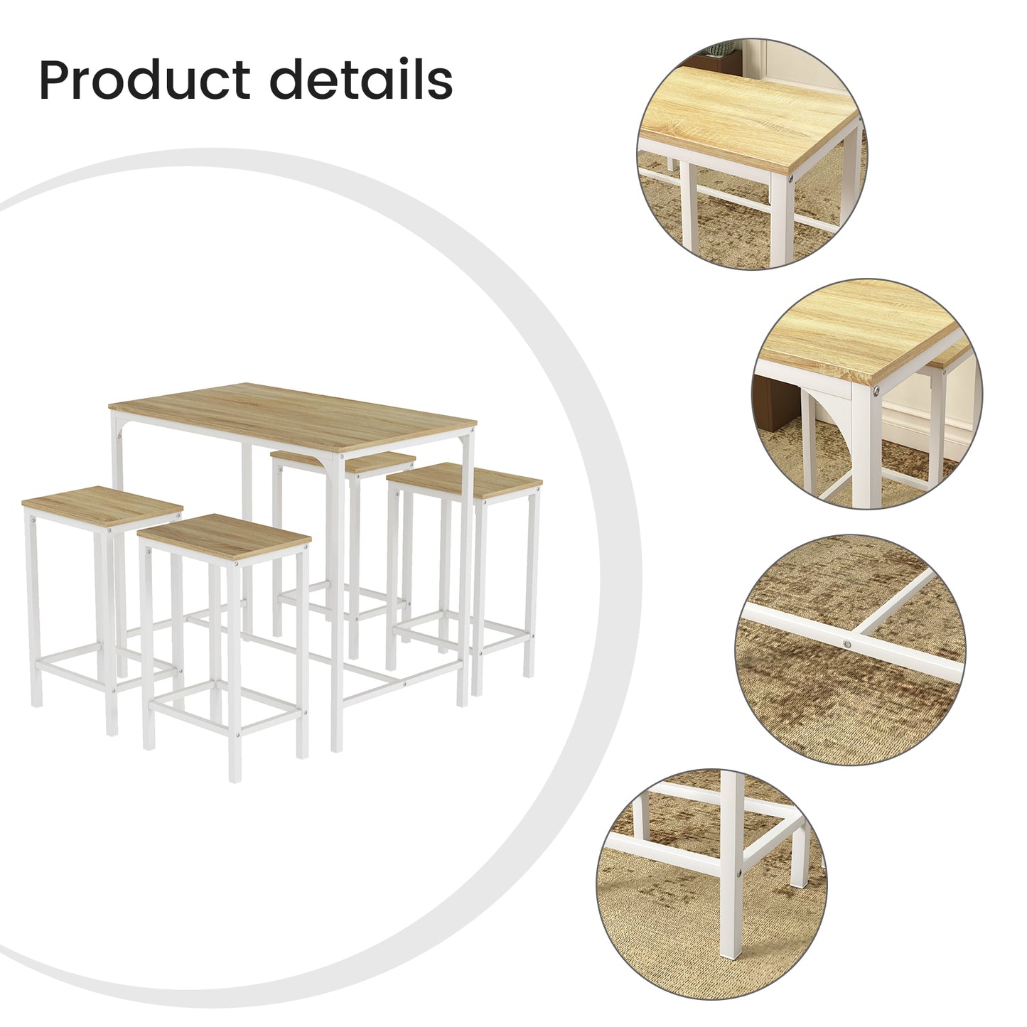 FAIRMAN Retro barset voor 4 personen - Witte EIKEN nerf
