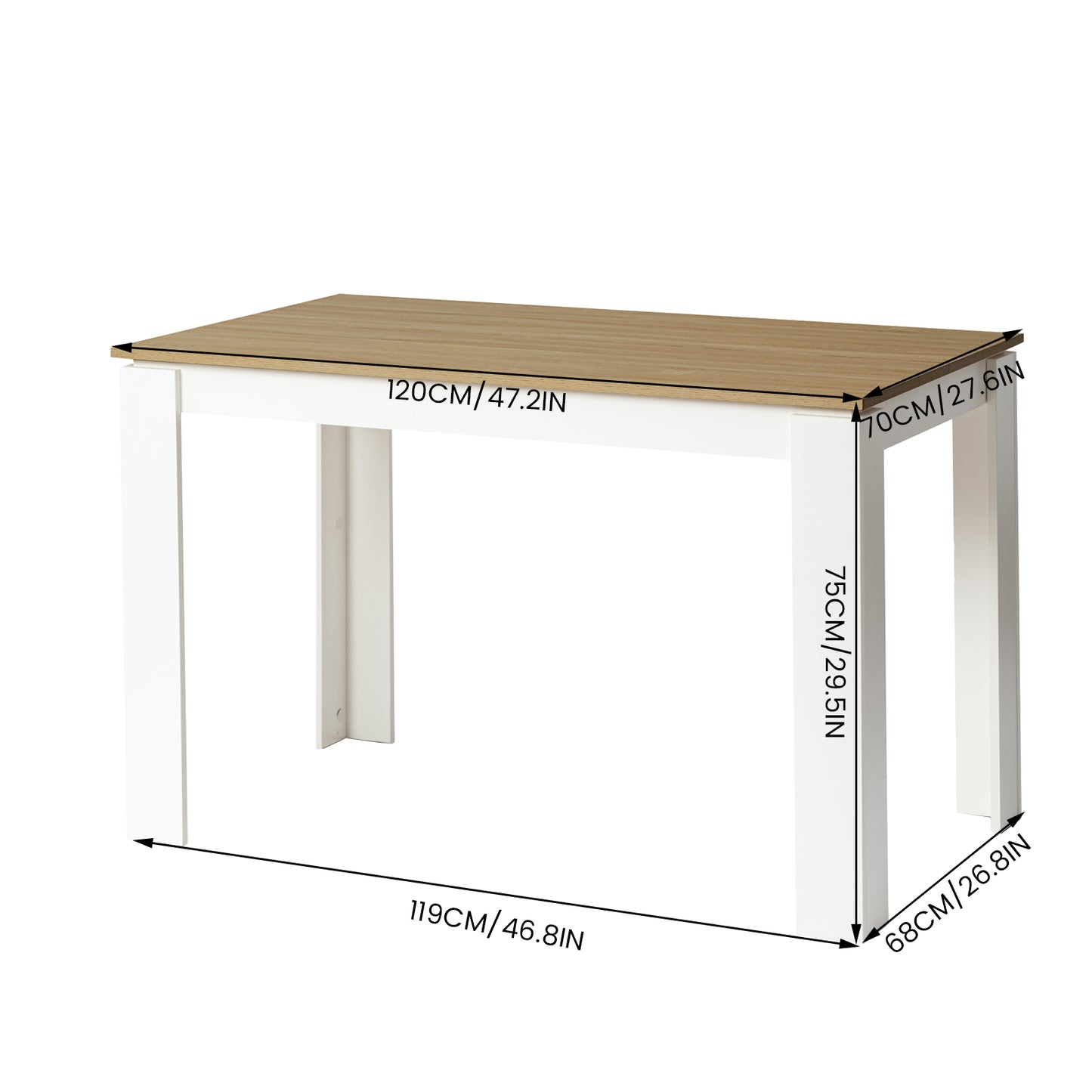 FELTON Houten Rechthoekige Eettafel met 120cm - Wit