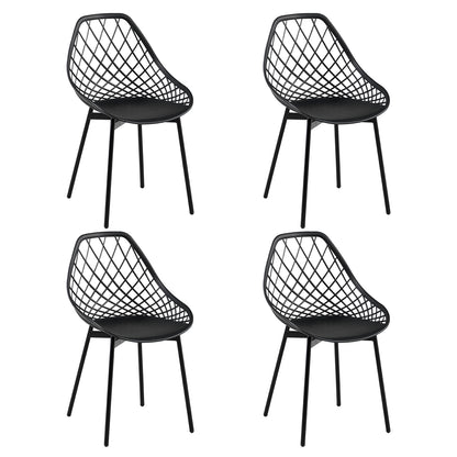 GARY Metalen bijzetstoel met uitsparing in de rugleuning (set van 4/6) - Zwart/Wit