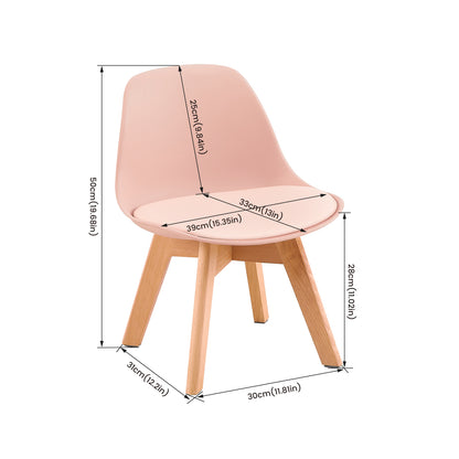GRAND Kinder eetkamerstoel met beukenhouten poten, set van 2 - Roze/Wit