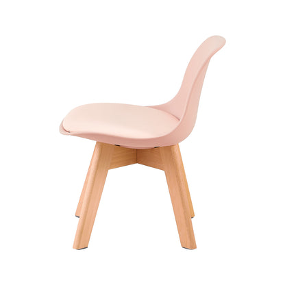 GRAND Kinder eetkamerstoel met beukenhouten poten, set van 2 - Roze/Wit