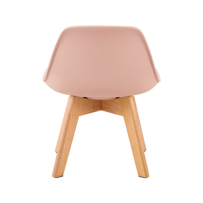 GRAND Kinder eetkamerstoel met beukenhouten poten, set van 2 - Roze/Wit