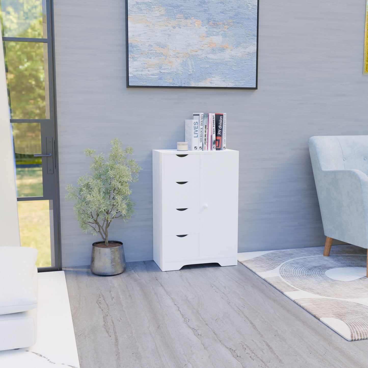 Opbergkast met lades en deuren Badkamerkast GRAYS - Wit