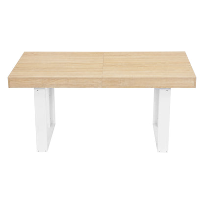 Uitschuifbare rechthoekige eettafel, 160-200 cm lang - Hout en wit