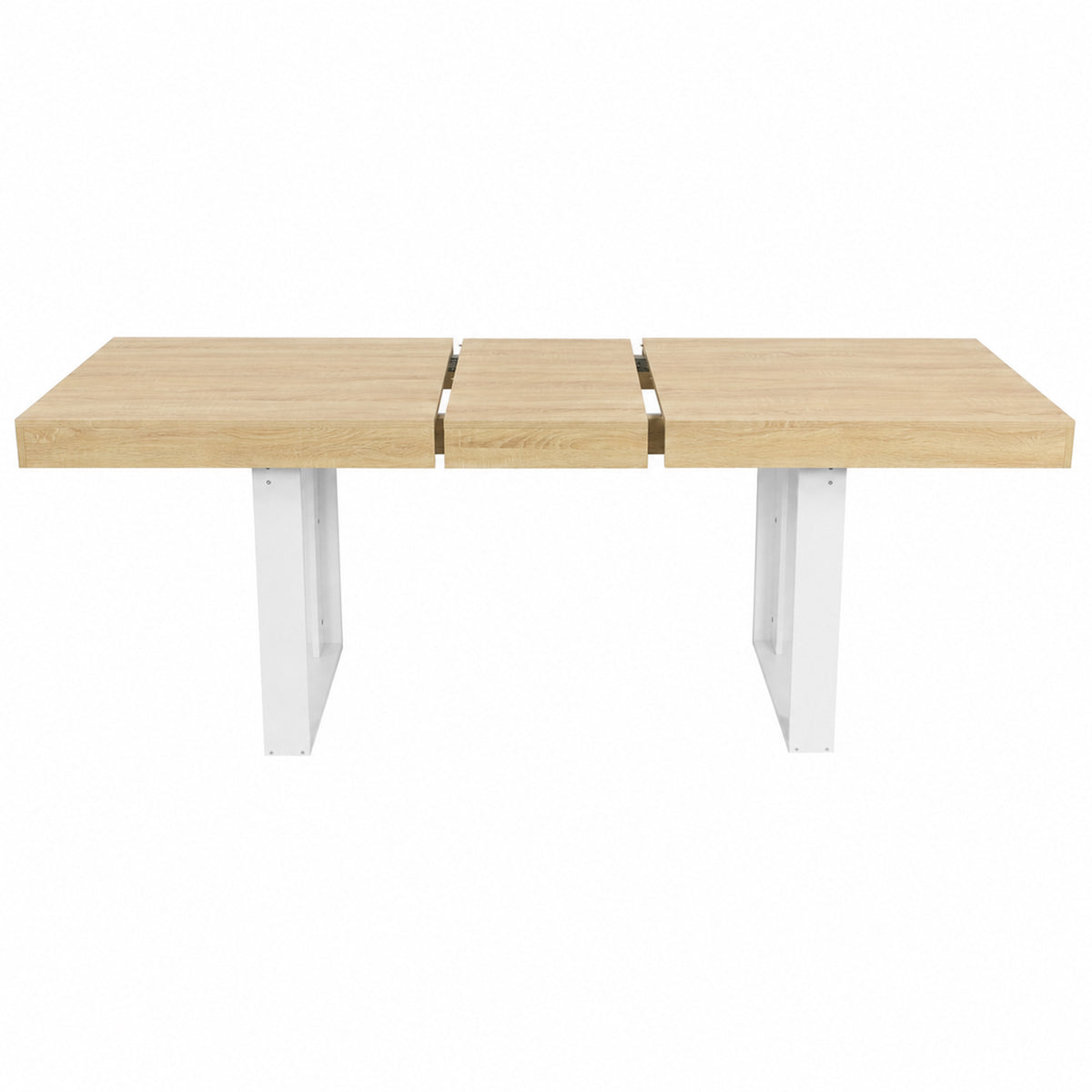 Uitschuifbare rechthoekige eettafel, 160-200 cm lang - Hout en wit