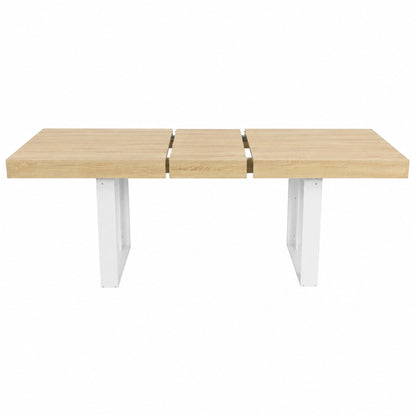 Uitschuifbare rechthoekige eettafel, 160-200 cm lang - Hout en wit
