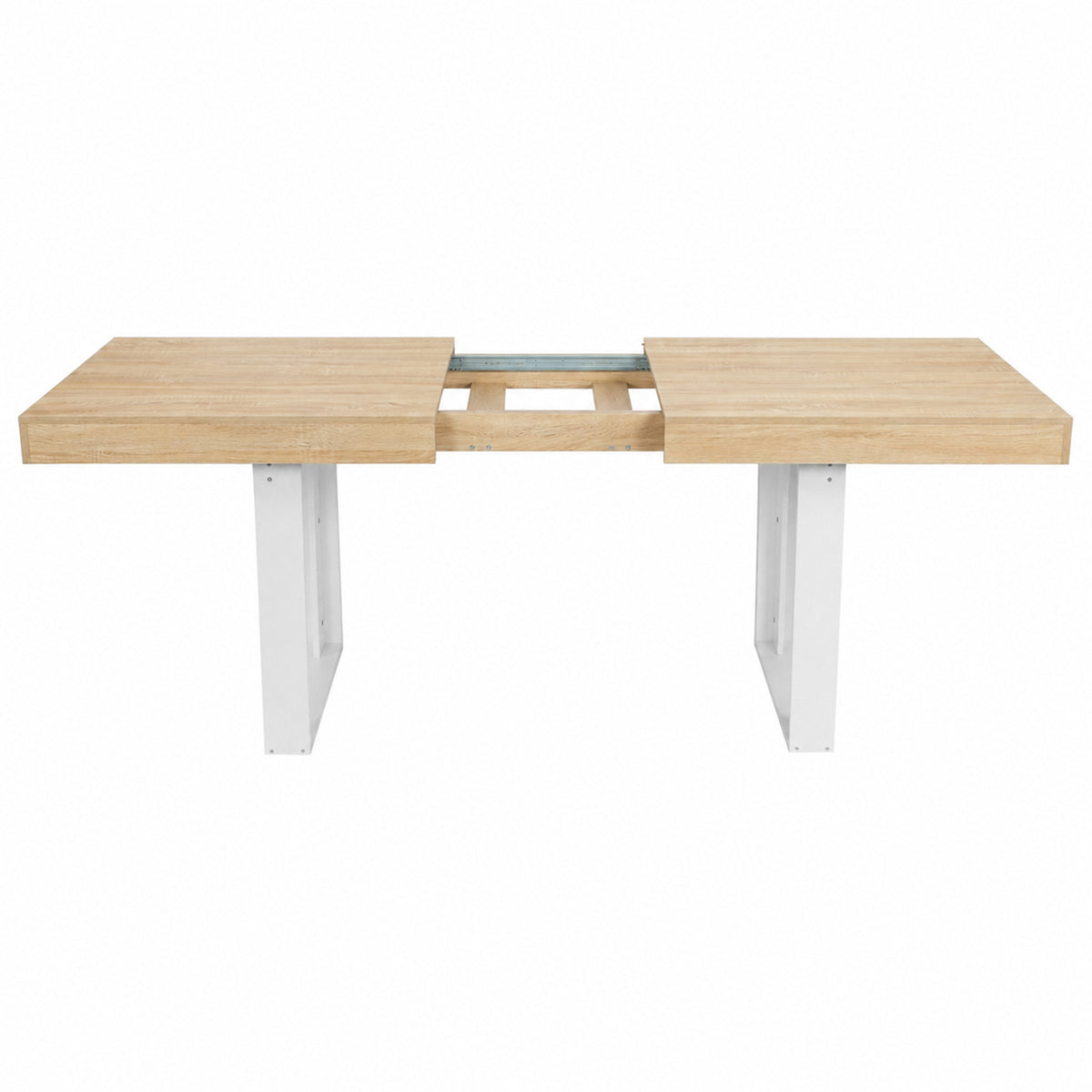 Uitschuifbare rechthoekige eettafel, 160-200 cm lang - Hout en wit