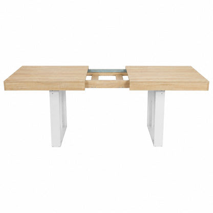 Uitschuifbare rechthoekige eettafel, 160-200 cm lang - Hout en wit