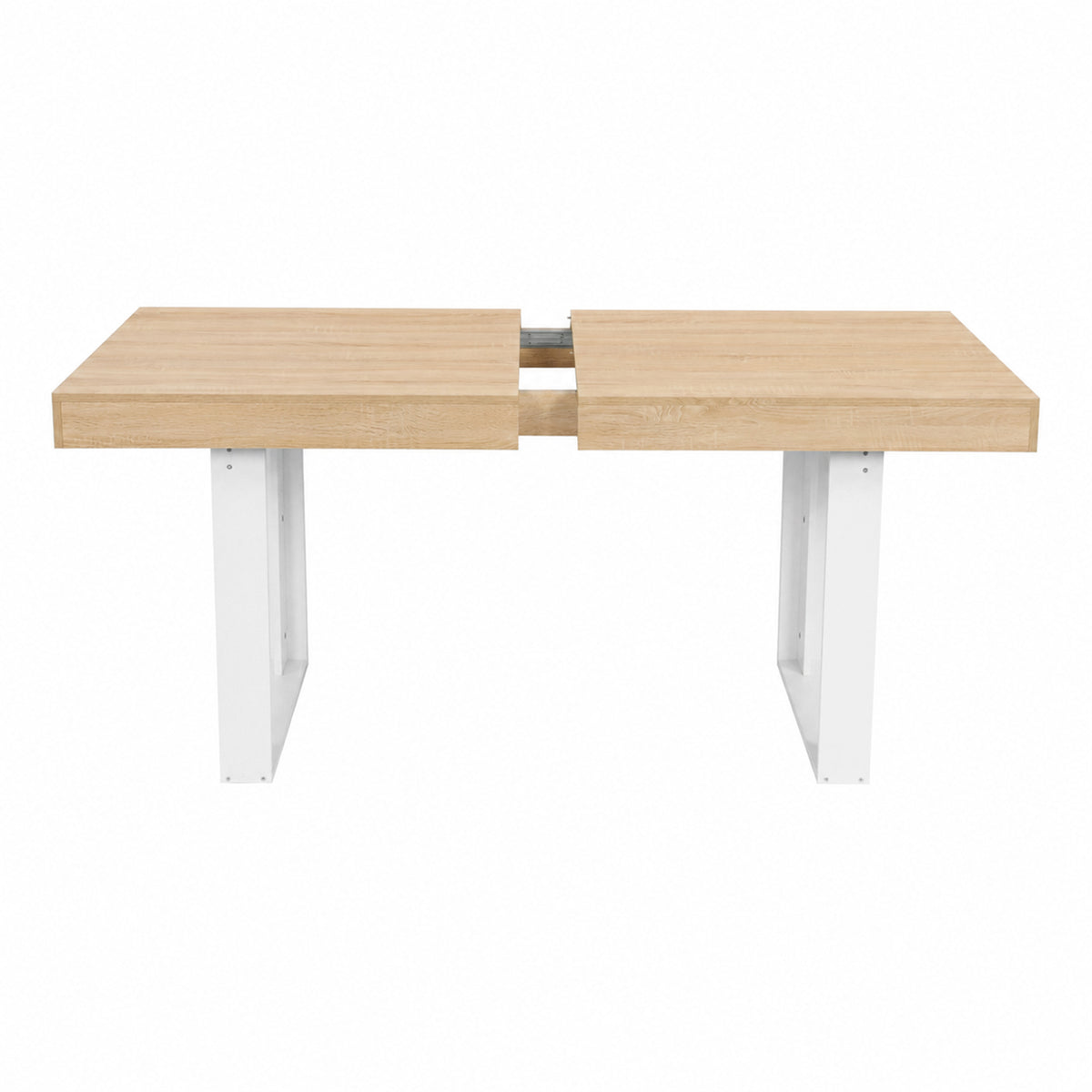 Uitschuifbare rechthoekige eettafel, 160-200 cm lang - Hout en wit