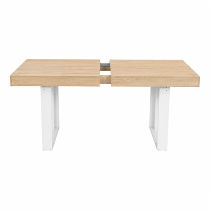 Uitschuifbare rechthoekige eettafel, 160-200 cm lang - Hout en wit