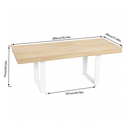 Uitschuifbare rechthoekige eettafel, 160-200 cm lang - Hout en wit