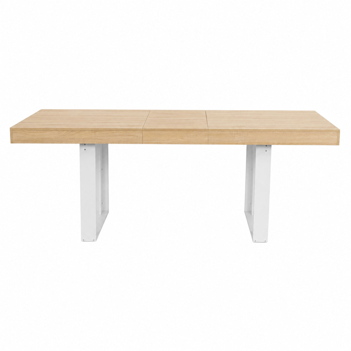 Uitschuifbare rechthoekige eettafel, 160-200 cm lang - Hout en wit