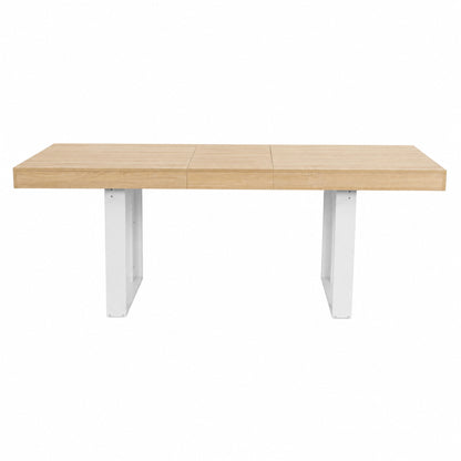 Uitschuifbare rechthoekige eettafel, 160-200 cm lang - Hout en wit