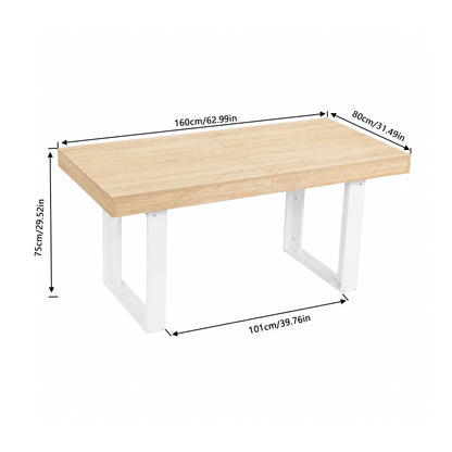 Uitschuifbare rechthoekige eettafel, 160-200 cm lang - Hout en wit