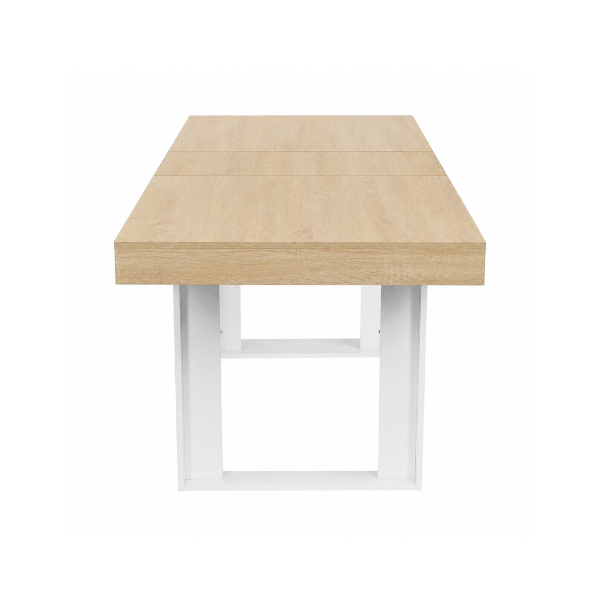 Uitschuifbare rechthoekige eettafel, 160-200 cm lang - Hout en wit