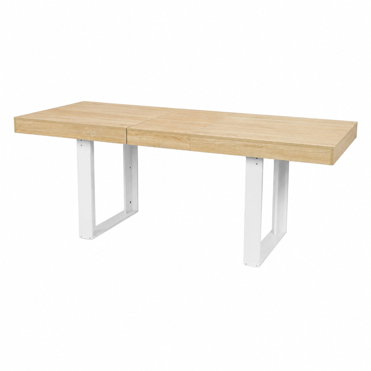 Uitschuifbare rechthoekige eettafel, 160-200 cm lang - Hout en wit